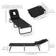 thumbnail image 3 of Outsunny Chaise Longue de Jardin Réglable - Ensemble de 1, Noir, 3 of 10