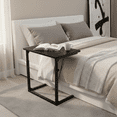thumbnail image 1 of Tinymod C-Shaped Sofa Side Table for Couch & Bed, Height Adjustable Laptop Table, Black, 1 of 7
