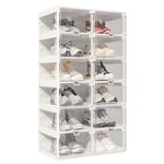 ANTBOX Effacer 6-Tier Cabinet organisateur de chaussures pliables et empilables 12 Paires, Porte magnétique, Boîte de rangement en plastique durable