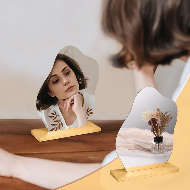 Clearance! Fashion Irregular Acrylic Mirror Desktop Desktop Makeup Mirror Sales ad Return Pallet #53