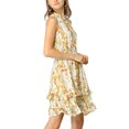thumbnail image 4 of INSPIRE CHIC Robes en Mousseline pour Femmes CHIC à Smocks Robe Mini Trapèze Sans Manches à Fleurs TG Blanc, 4 of 8