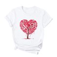 thumbnail image 4 of RKSTN Hauts pour Femmes 2024 Nouvelle Mode Printemps Été Col Rond Manches Courtes Hauts Saint-Valentin Cœur d'Amour Imprimé Couleur Unie Décontracté Ample Blouse Hauts, 4 of 4