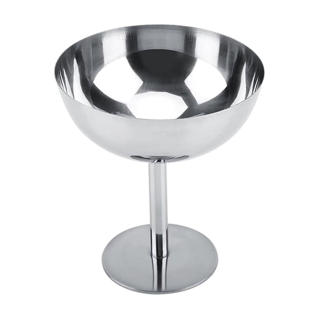 200Ml Stainless Steel Ice Cream Cup with Stem (Silver), Stainless Ice Cup Reusable Serving Dessert Bowls Cups Round Footed Bowls Yogurt Snack Candy Cups Birthday Christmas Decoration, 1 Cup
