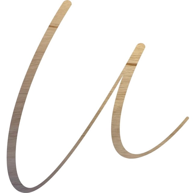 Unfinished Wood Letter U, Craft Alphabet 4'' Tall Wooden Letter Wall Décor, Bellany Script Font