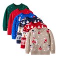 thumbnail image 1 of KYAIGUO Chandail de Noël pour Tout-Petits Enfants Filles Garçons Automne Hiver Dessin Animé Col Rond Blouse Hauts 2-9T Doux Extensible Chandail Tricoté Chandail Manches Longues Chandails, 1 of 8