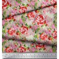 thumbnail image 3 of Soimoi Orange polyester Crepe Fabric Leaves & Floral Print Fabric by Yard 42 Inch Wide, 3 of 3