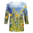 thumbnail image 4 of Hauts d'Été Mode pour Femmes T-shirt Ample Imprimé de Pâques Blouse Mi-Longue à Manches 3/4 Col Rond Hauts Décontractés Jolis Hauts d'Été pour Femmes en Liquidation, 4 of 5