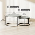 thumbnail image 3 of HOMCOM Nesting Tables, 31" Round Coffee Table Set of 2, Marble Grey, 3 of 10