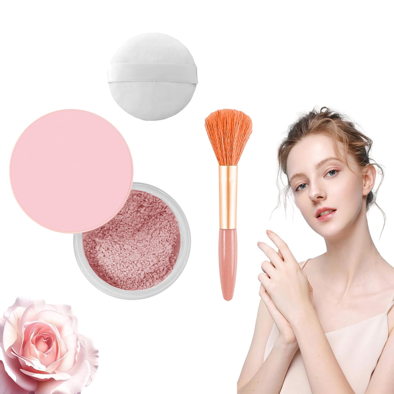 FcBaudy Poudre Libre Beauté Roses Poudre Fixante Beauté Poudre Floutante Poudre Fixante Poudre Fixante Imperméables Poudre Fixante Roses Poudre Floutante pour Tous les Teints Poudres de Maquillage