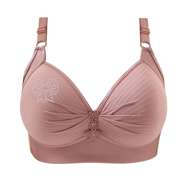 Birdeem Bras for Women Womans Printing Gathered Together Large Size Daily Bra Underwear No Rims