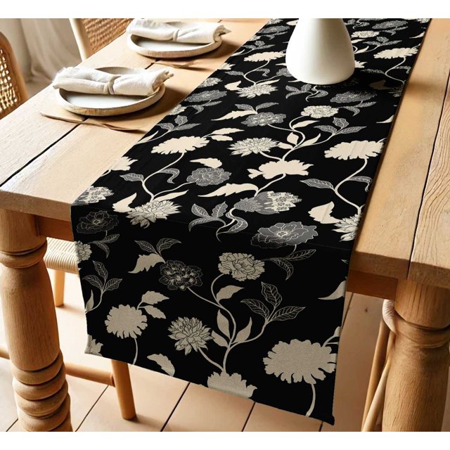 Vargottam Eco-Friendly Cotton Twill Table Runner by Vargottam - Handcrafted Floral Pattern- 14" Wide Washable Table Runner for Kitchen, Living Room & Events - 108" inch Long