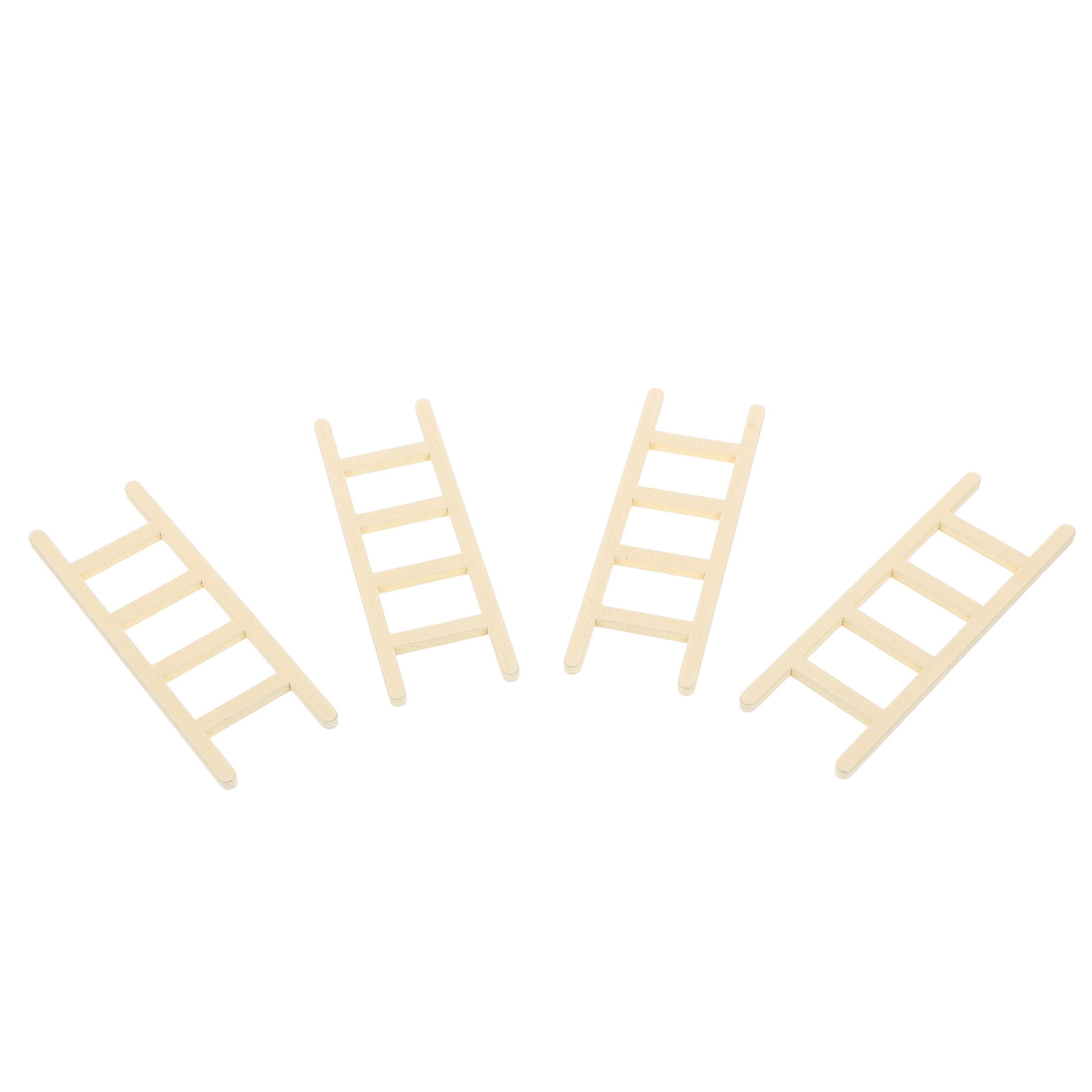 Minkissy 4Pcs Wooden Ladders Ladder Shape Light Brown Interior Model Adornment