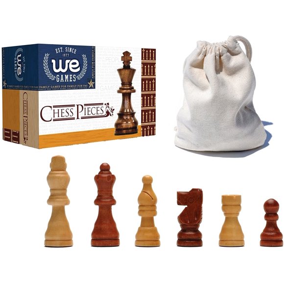 WE Games French Staunton Wooden Chess Pieces, 32 Pieces with 2.5 Inch King