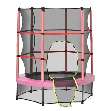 CoSoTower 55" Kids Trampoline with Enclosure Net for Indoor/Outdoor, Trampoline for Boys and Girls Age 3-6 Years, Pink
