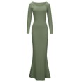 thumbnail image 3 of EQWLJWE Robes Moulantes pour Femmes Élégantes Col Rond Ajusté Manches Longues Aguichant sous-Couche Robe Nuisette, 3 of 6