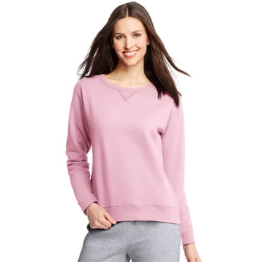 Hanes Womens ComfortSoft EcoSmart Crewneck Sweatshirt, M, Pale Pink