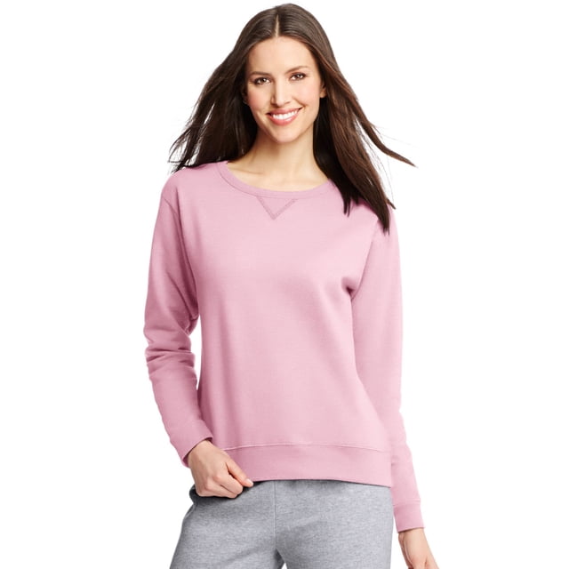 Hanes Womens ComfortSoft EcoSmart Crewneck Sweatshirt, L, Pale Pink