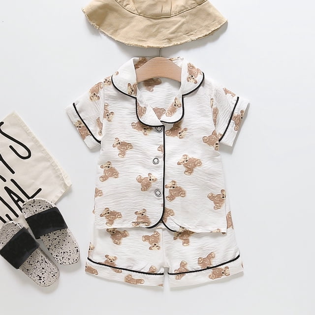 Toddler Boy Satin Pajamas Set Cartoon Button Down Tops Set Classic Pajamas Set Silk Christmas Pajamas 2T 3T