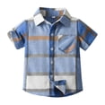 thumbnail image 1 of PMVFHDE T-Shirts Graphiques pour Garçons T-Shirts pour Tout-Petits Garçons Manches Courtes Imprimés à Carreaux T-Shirt Gentleman Hauts Bleu, 7-8 Ans, 1 of 4