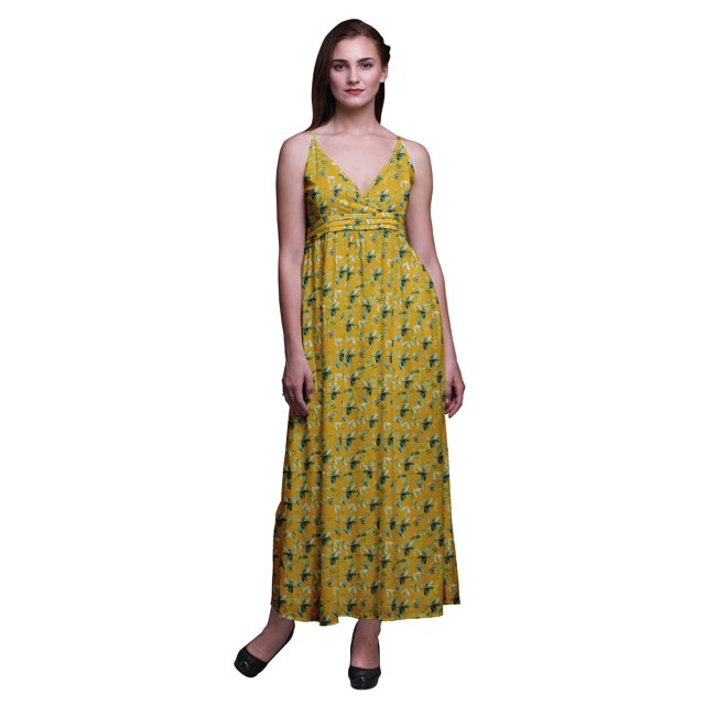 Bimba Robe Longue Maxi Bohème à Bretelles Sans Manches Imprimée pour Femmes - XX-Grand