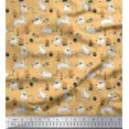 thumbnail image 1 of Soimoi Orange Polyester Crepe Fabric Mushroom,Oaknut & Rabbit Animal Decor Fabric Printed BTY 52 Inch Wide, 1 of 3
