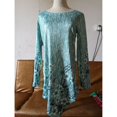 thumbnail image 4 of BJYX T-shirt Femme en Maille Imprimée Florale Ourlet Irrégulier Tunique Pull Manches Longues Col Rond Blouses, 4 of 5
