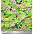 thumbnail image 1 of Soimoi Rayon Fabric Leaves,Floral & Hummingbird Bird Print Sewing Fabric Yard 56 Inch Wide, 1 of 3