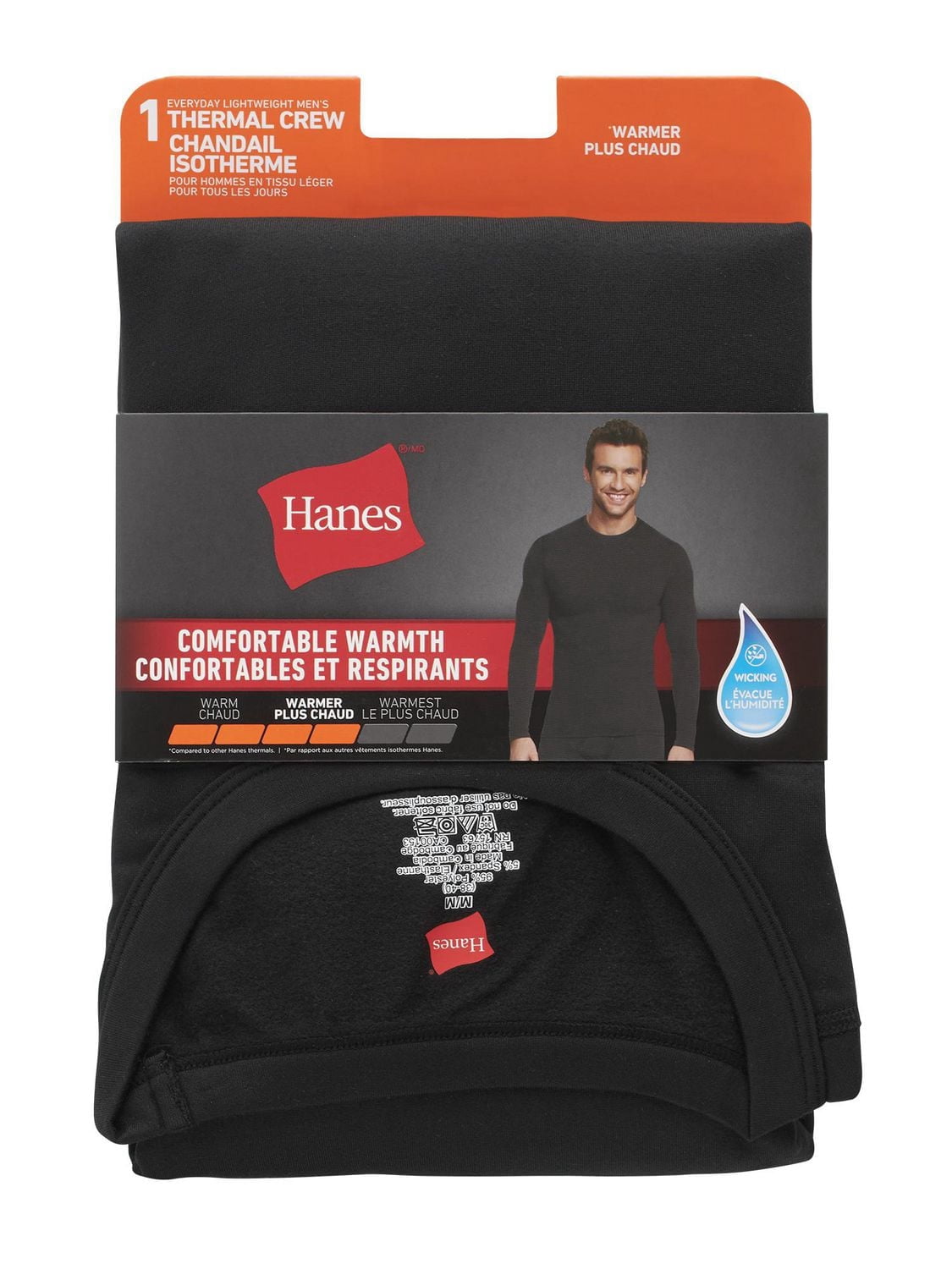 Hanes Men's Thermal Crew, Comfortable Warmth Everyday Lightweight Underwear Crew Shirt, Pack of 1
