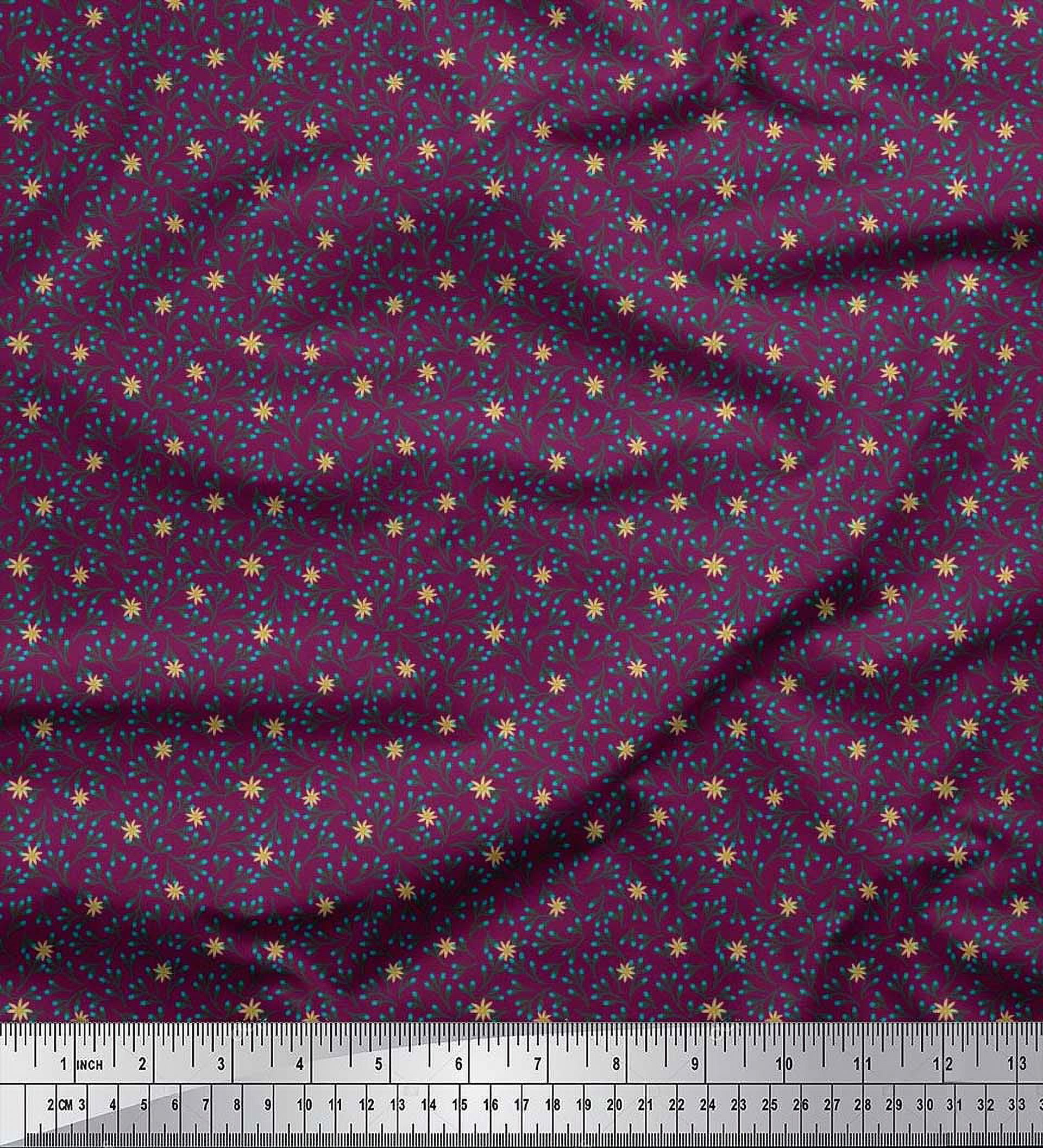 Soimoi Poly Georgette Fabric Flower Artistic Print Fabric by The Yard 52 Inch Wide