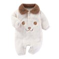 thumbnail image 1 of AherBiu Baby Girls Boy Clothes Fleece Rompers Newborn Infant Jumpsuits Long Sleeve Lapel Collar Flannel Bodysuits Solid Color, 1 of 2