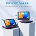 thumbnail image 2 of ieGeek 12.5" Portable DVD Player with Screen, 10.5" HD, Car DVD Player for Kids with High Volume Dual Speaker, 5 Hours Rechargeable Battery, Support Multiple Disc Formats, 2 of 10