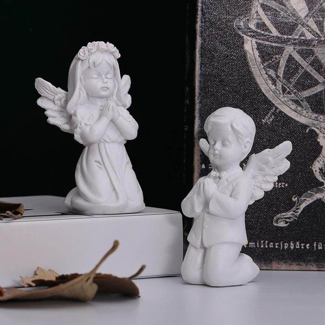 pitrice Resin White Angel Statue Desktop Decor Collection Window Props Christmas prayer boy