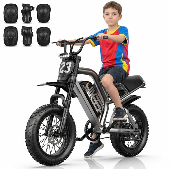 Vélo Électrique pour Adolescents 16 Pouces 750W Moteur de Pointe 1500W, Batterie Amovible 48V 15Ah, Vélo à Pneus Larges pour 7+, Vélo de Montagne à Suspension Complète, UL2849