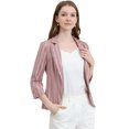 thumbnail image 1 of INSPIRE CHIC Blazer à Rayures pour Femme Manches 3/4 Décontracté Ouvert à l'Avant Revers Cranté Blazer S Rose Foncé, 1 of 6