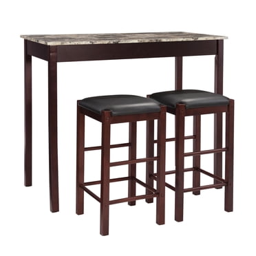 Ensemble de 3 pièces style taverne Hampton en faux marbre, expresso