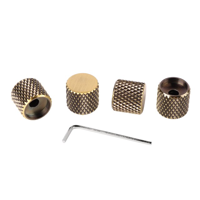 4Pcs Guitar Knob Metal Volume Tone Control Dome Flat Top Barrel Knob Musical Instrument Accessory Set with Wrench GD139D Bronze