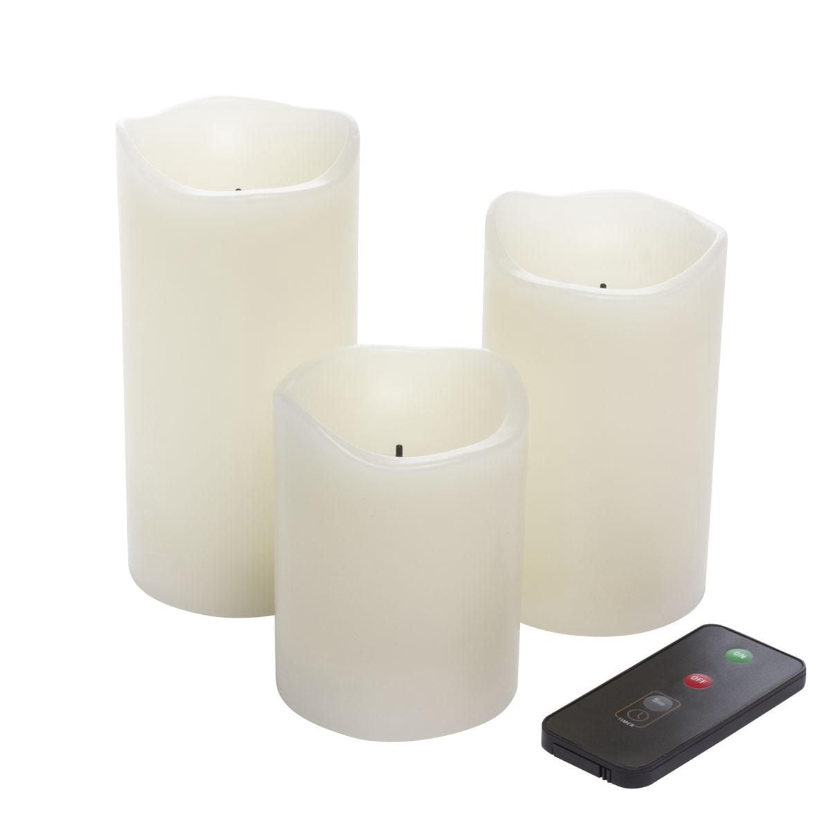 Ens. 3 bougies en cire Mainstays à DEL avec télécommande