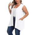 thumbnail image 4 of BLVB Women's Plus Size Sleeveless Open Front Draped Cardigan Vest Lightweight Cover Ups Coat with Pockets, 4 of 7