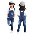 thumbnail image 2 of KIDSCOOL SPACE Girls Washed Distressed Denim Ripped Cotton Jean Overalls,12-13 Years, 2 of 7