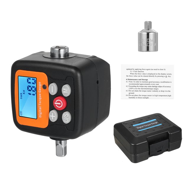 Tignapoo Clé de Couple Numérique avec Adaptateur 1/2 Pouces vers 1/4 Pouces, Conversion Multi-Unités, Alarme Sonore et Lumineuse, Modes Doubles, Noir et Orange, Pile Non Incluse