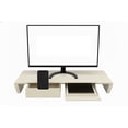 thumbnail image 3 of Adjustable Foldable Monitor Stand with Drawers & Phone Holder - Ergonomic Desk Riser for Laptop, iMac, PC - Space-Saving Desktop Organizer Shelf - Beige, 3 of 8