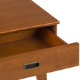 thumbnail image 4 of SIMPLIHOME Draper Table d'Appoint Rectangulaire en Bois Franc Massif de 22 Pouces de Large Style Milieu du Siècle Moderne en Brun Teck avec Rangement, 1 Tiroir, pour le Salon et la Chambre, 4 of 5