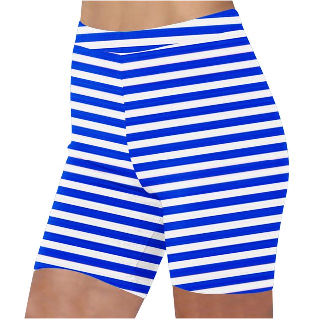 Plebaso Shorts pour Femmes 2025 Shorts de Plage à Rayures Taille Haute Mode Décontractée Leggings Courts pour Femmes