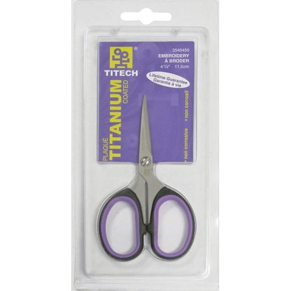 TITECH Embroidery Scissors, Titanium Finish, 11 cm (4½ in) (11.4 cm (4.5 in))