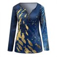 thumbnail image 4 of Pompotops Femmes Mode Casual Imprimé V-Cou à Manches Longues Tops Chemisier, 4 of 5