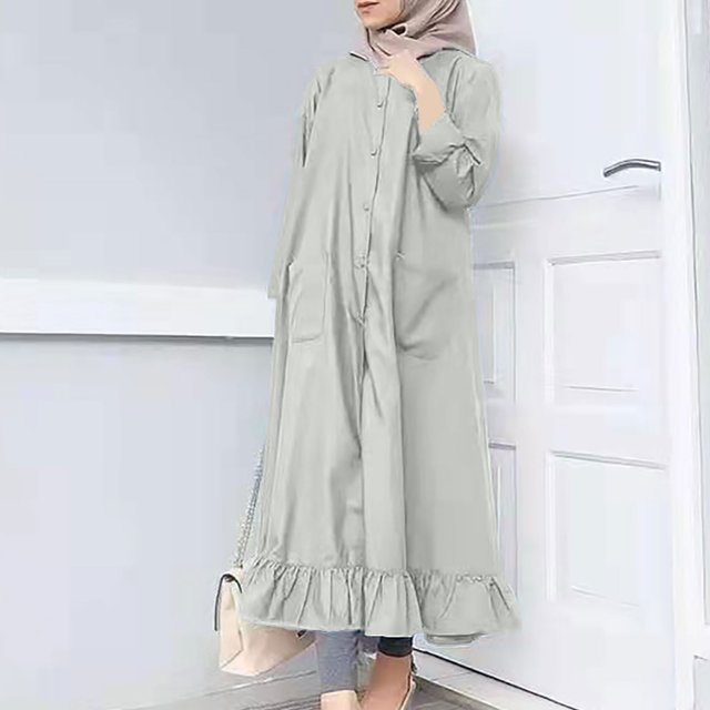 Gspmoly Robes Décontractées pour Femmes, Mode pour Femmes Col Rond Ample Manches Longues Uni Robe Longueur Cheville Robe Longue Robes de Cocktail Offres Hebdomadaires