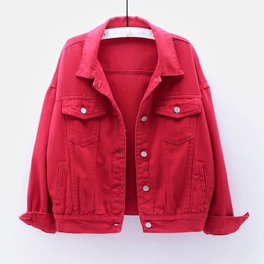 EGNMCR Manteaux et Vestes en Denim à Manches Longues Sans Capuche pour Femmes, Veste en Denim Décontractée pour Femmes, Manteau à Manches Longues Boutonné, Veste Unie à Manches Longues de Printemps et Chaude pour Femmes Manteau Veste en Denim pour Femmes