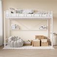 thumbnail image 1 of Yiwa Metal Loft Bed, Twin Size with Ladder, Arched Guardrail, Sturdy Steel Slats Support, 1 of 8