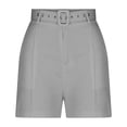 thumbnail image 4 of LOVZFMLL Women's Solid Suit Pant With Pockets Waisted Shorts With Belt Gray M, 4 of 6