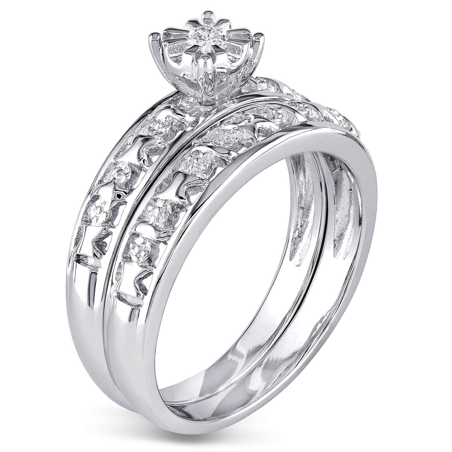 Ensemble nuptial Miabella avec accents de diamants en argent sterling
